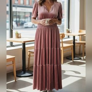 See and Be Seen Smocked Pocketed Velvet Dress NEW Womens Size 1X
